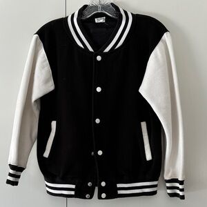 Kids Black and White Varsity Jacket